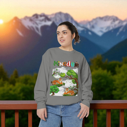 Tiger Jungle Unisex Sweatshirt, Wild Animals Garment-Dyed Jumper, Wildlife Sweatshirt, Tiger Print
