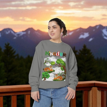 Tiger Jungle Unisex Sweatshirt, Wild Animals Garment-Dyed Jumper, Wildlife Sweatshirt, Tiger Print