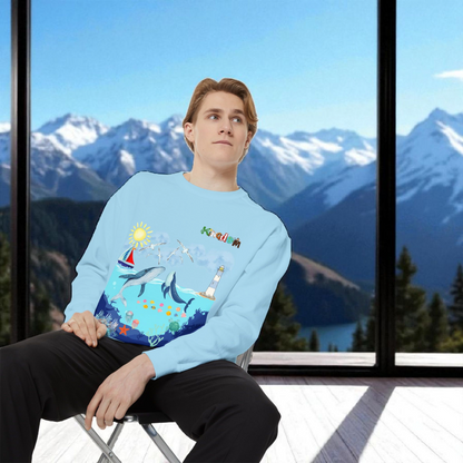 Nautical Animals Unisex Sweatshirt, Underwater Sailor Life Jumper, Sea Creatures Sweater
