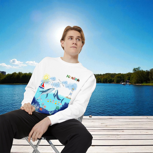 Nautical Animals Unisex Sweatshirt, Underwater Sailor Life Jumper, Sea Creatures Sweater