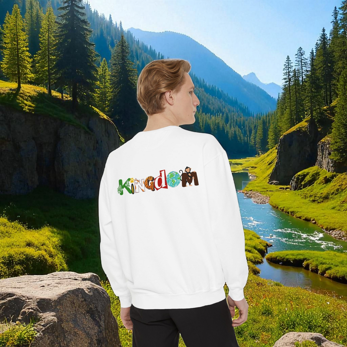 Kingdom Ocean Sweatshirt — Whale & Lighthouse Unisex Graphic Crewneck Sweater Printify