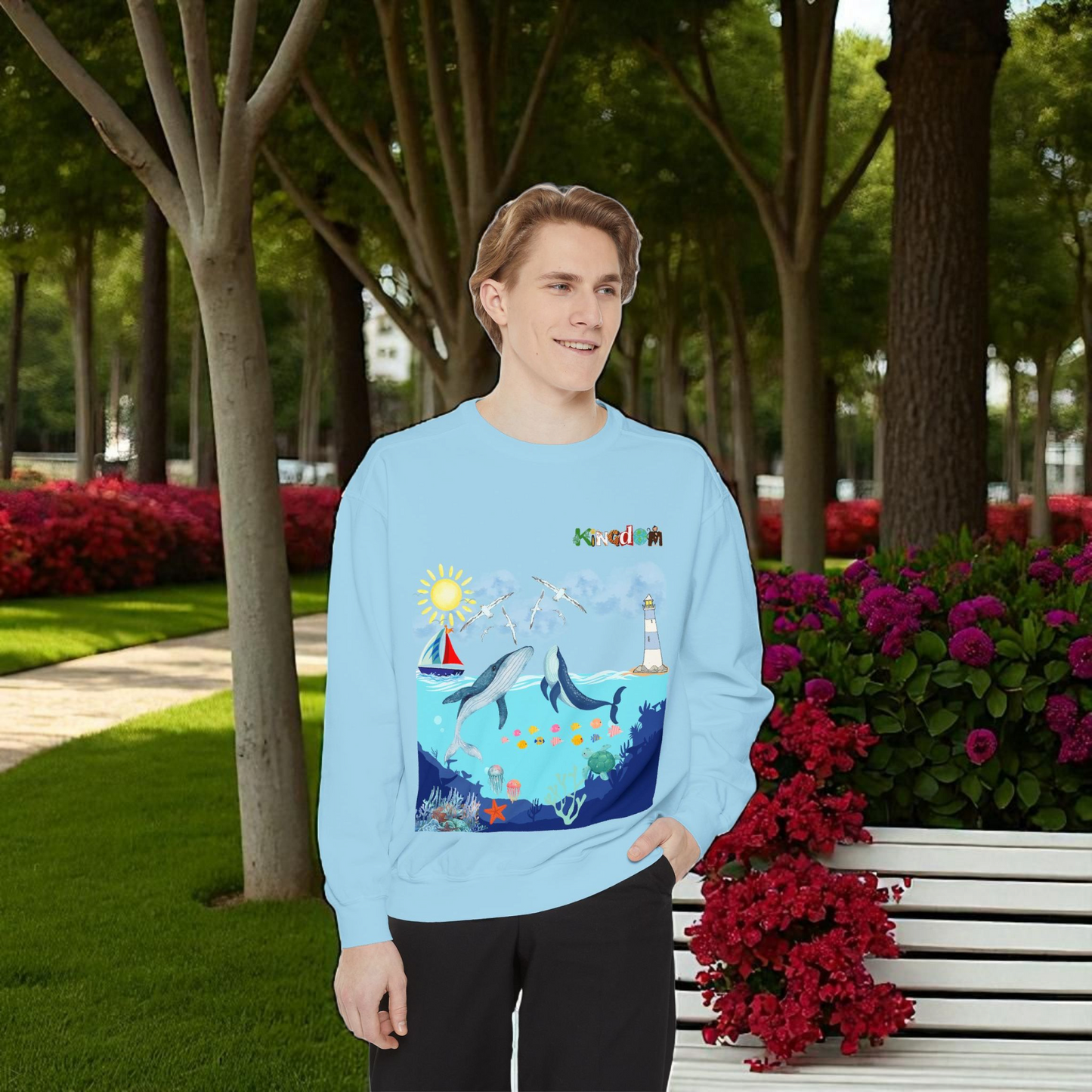 Nautical Animals Unisex Sweatshirt, Underwater Sailor Life Jumper, Sea Creatures Sweater
