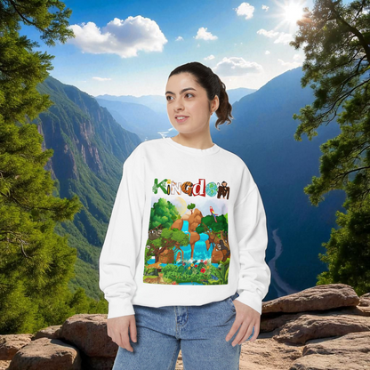Jungle Animals Waterfall Art Sweatshirt, Animal Lover Gift, Wildlife Clothing, Rainforest Jumper