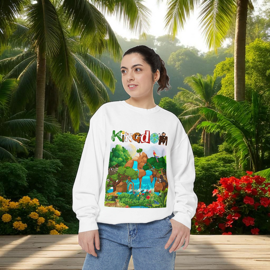 Jungle Animals Waterfall Art Sweatshirt, Animal Lover Gift, Wildlife Clothing, Rainforest Jumper