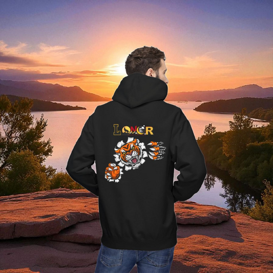 Tiger Graphic Hoodie, Lone Wolf Sweatshirt, Unisex Fleece Pullover, Softstyle, Cozy Animal Print