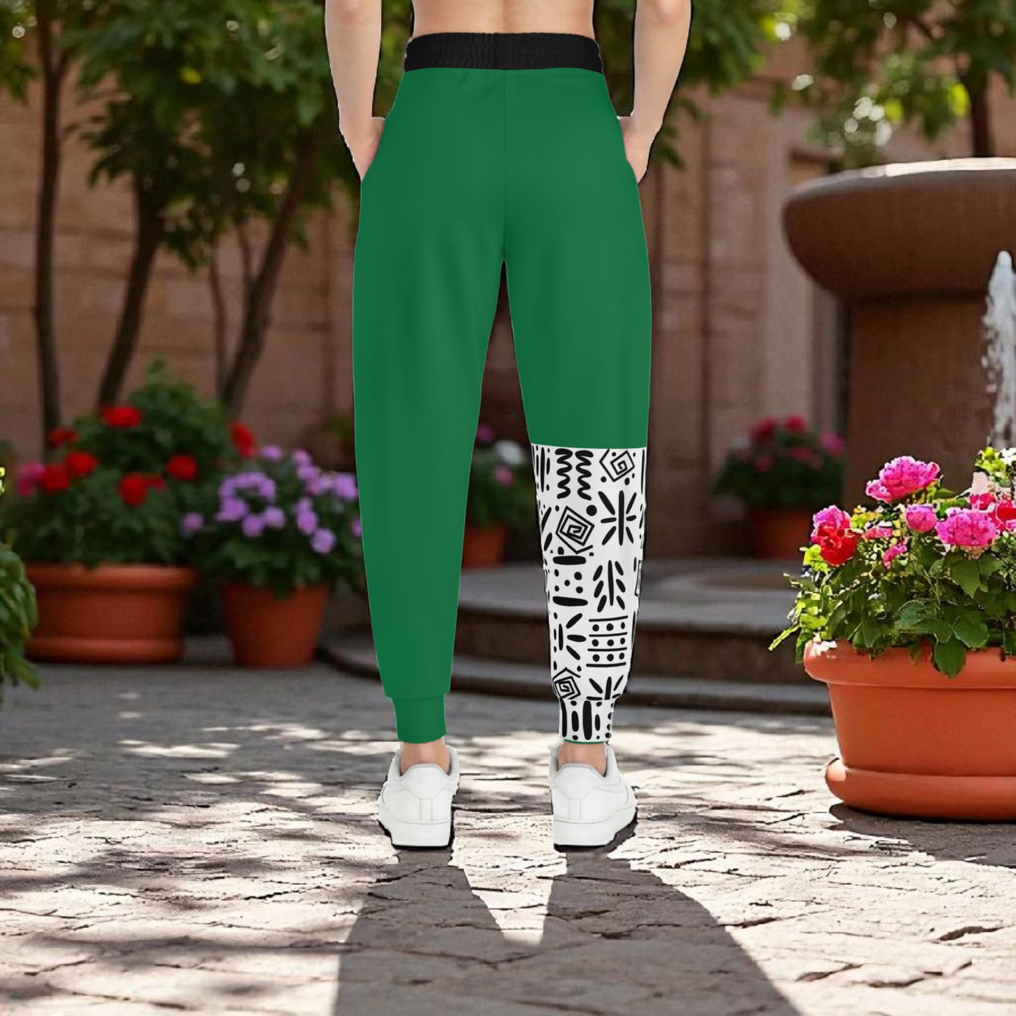 Handcrafted Afro Music Cartoon Art Athletic Joggers, Unisex Sweatpants