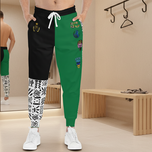 Handcrafted Afro Music Cartoon Art Athletic Joggers, Unisex Sweatpants