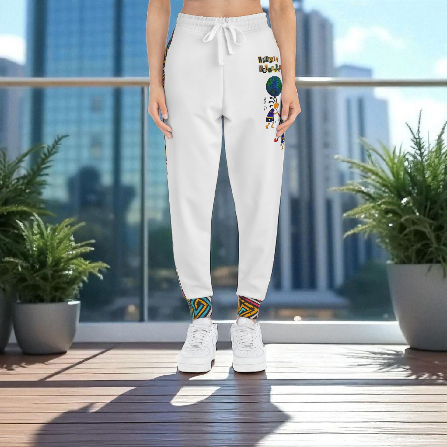 Afro Music Cartoon Art Athletic Joggers, Unisex Sweatpants, African Dance Jogging Pants