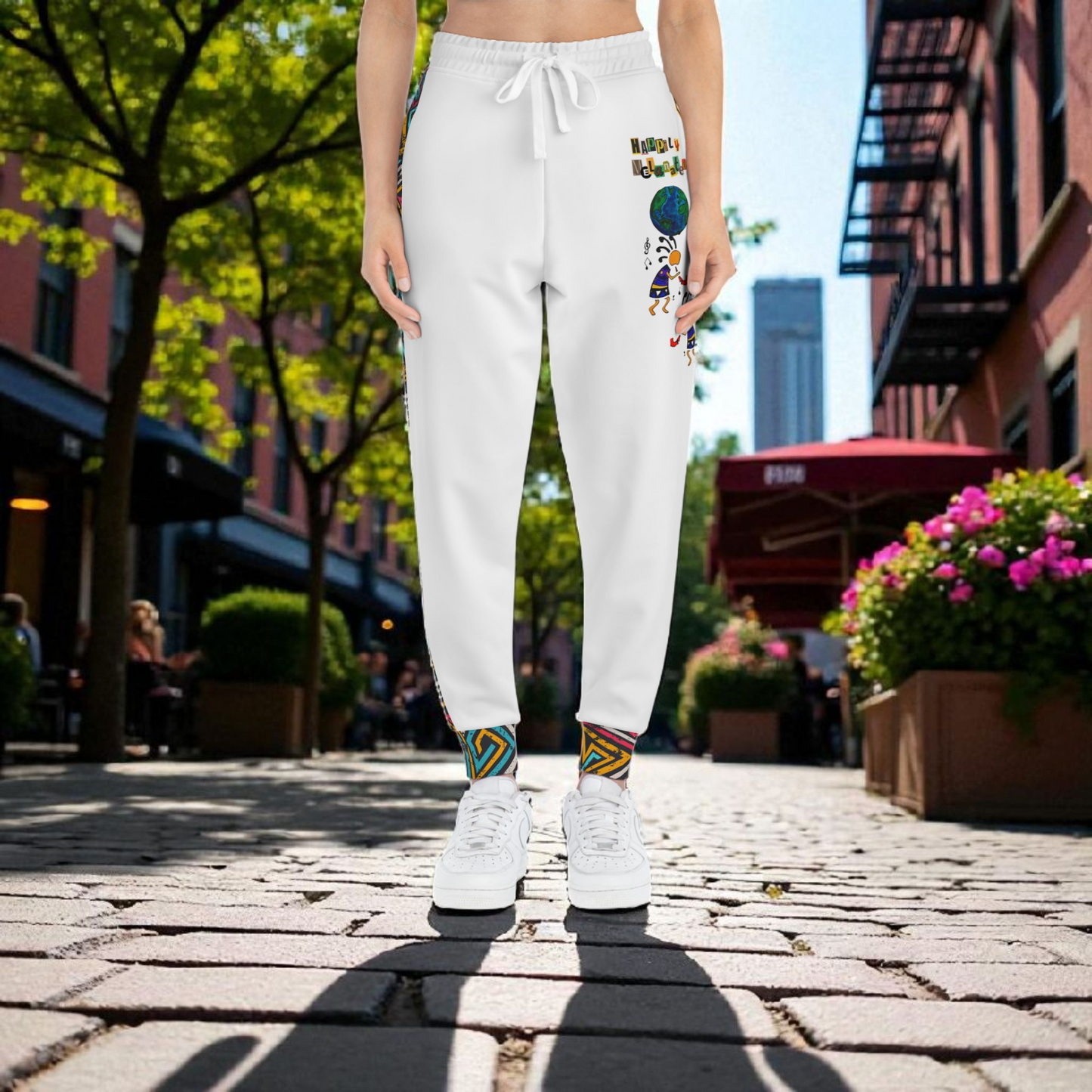 Afro Music Cartoon Art Athletic Joggers, Unisex Sweatpants, African Dance Jogging Pants