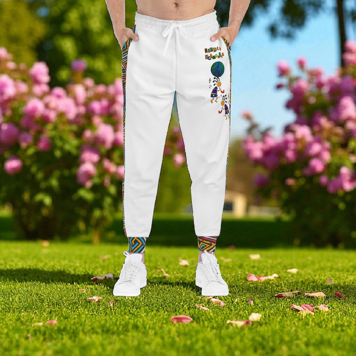 Afro Music Cartoon Art Athletic Joggers, Unisex Sweatpants, African Dance Jogging Pants