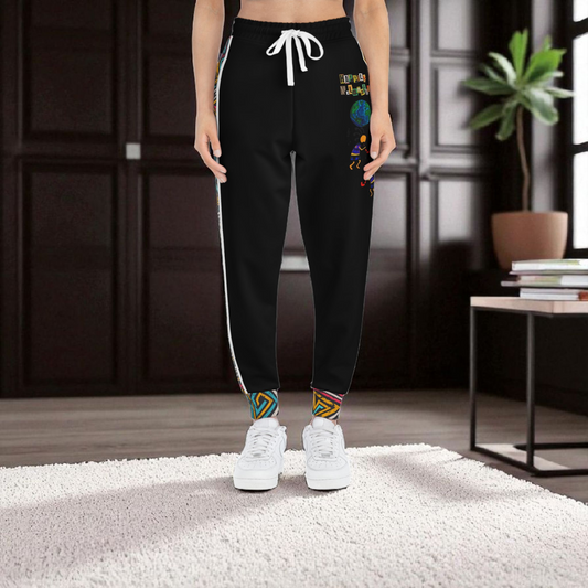 Afro Music Cartoon Art Athletic Joggers, Unisex Sweatpants, African Dance Jogging Pants, Gym Wear