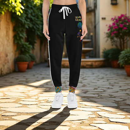 Afro Music Cartoon Art Athletic Joggers, Unisex Sweatpants, African Dance Jogging Pants, Gym Wear