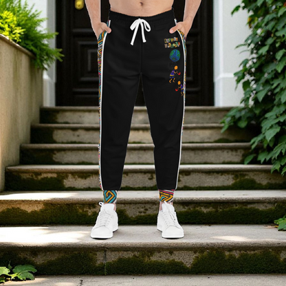 Afro Music Cartoon Art Athletic Joggers, Unisex Sweatpants, African Dance Jogging Pants, Gym Wear