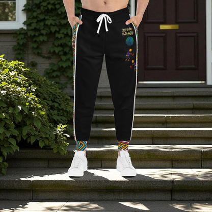 Afro Music Cartoon Art Athletic Joggers, Unisex Sweatpants, African Dance Jogging Pants, Gym Wear