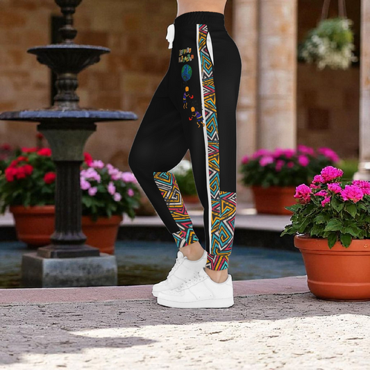 Afro Music Cartoon Art Athletic Joggers, Unisex Sweatpants, African Dance Jogging Pants, Gym Wear