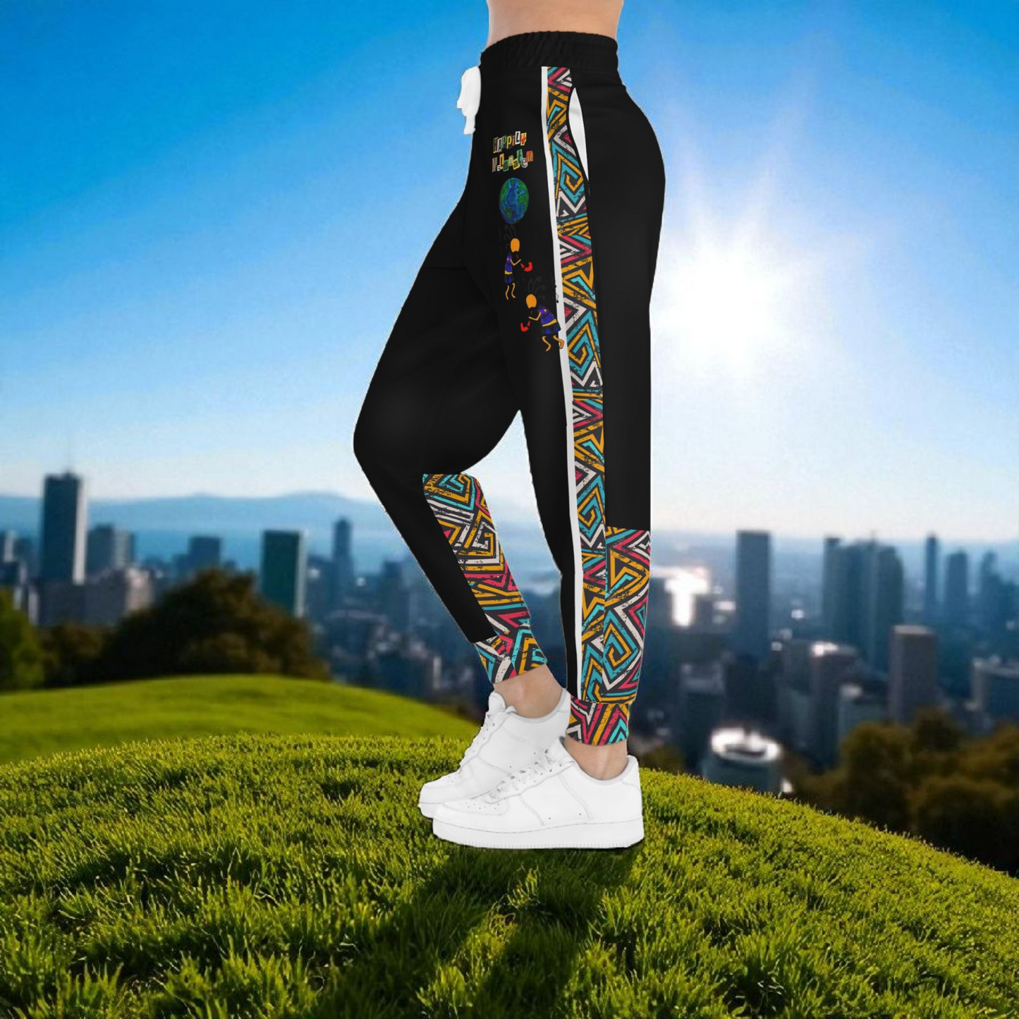 Afro Music Cartoon Art Athletic Joggers, Unisex Sweatpants, African Dance Jogging Pants, Gym Wear