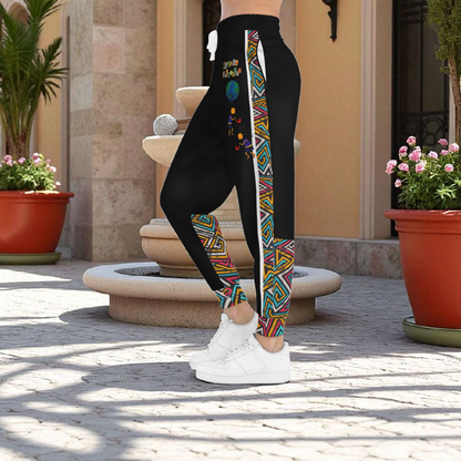 Afro Music Cartoon Art Athletic Joggers, Unisex Sweatpants, African Dance Jogging Pants, Gym Wear