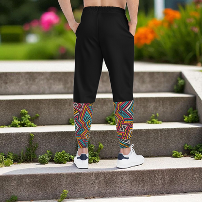 Afro Music Cartoon Art Athletic Joggers, Unisex Sweatpants, African Dance Jogging Pants, Gym Wear