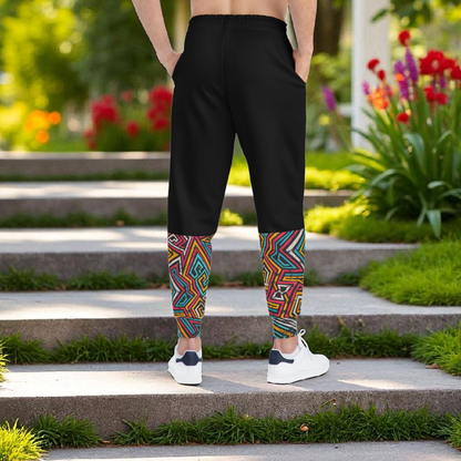 Afro Music Cartoon Art Athletic Joggers, Unisex Sweatpants, African Dance Jogging Pants, Gym Wear