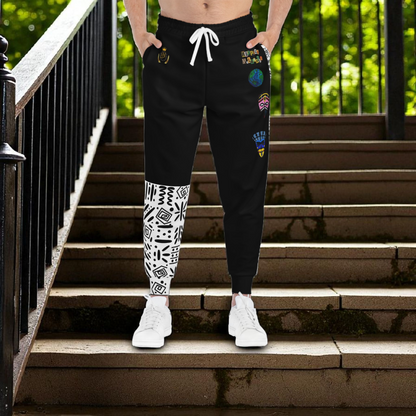 Handcrafted Afro Music Cartoon Art Athletic Joggers, Unisex Sweatpants, African Dance Jogging Pants