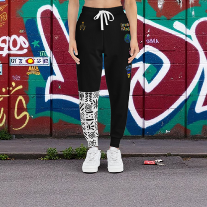 Handcrafted Afro Music Cartoon Art Athletic Joggers, Unisex Sweatpants, African Dance Jogging Pants