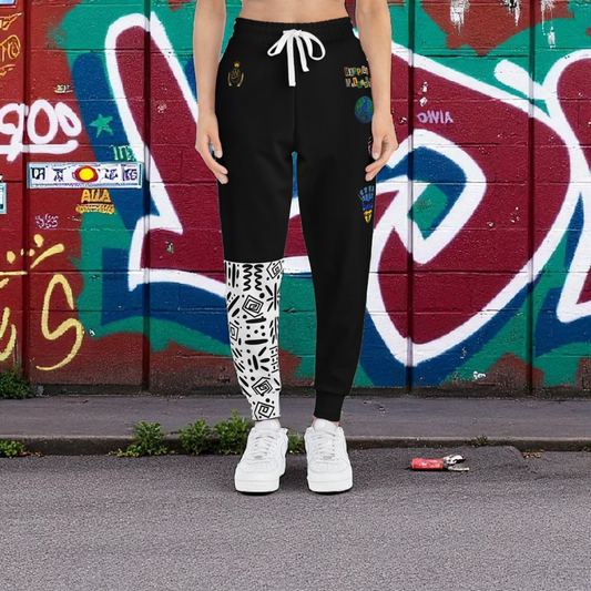 Handcrafted Afro Music Cartoon Art Athletic Joggers, Unisex Sweatpants, African Dance Jogging Pants
