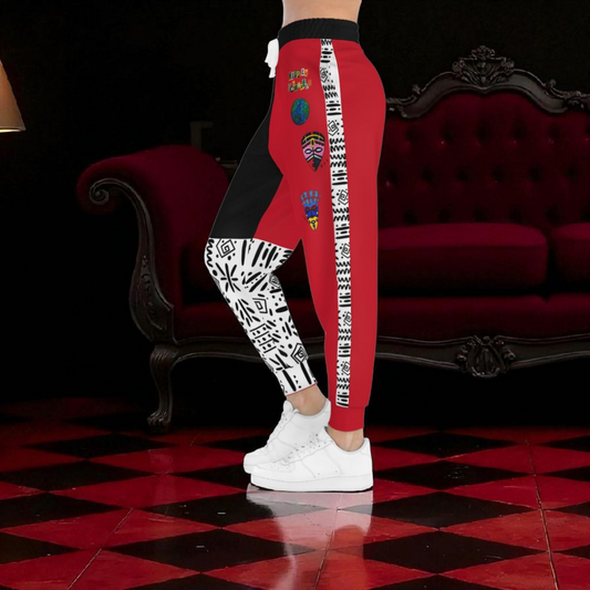 Handcrafted Afro Music Cartoon Art Athletic Joggers, Unisex Sweatpants, African Dance Jogging Pants