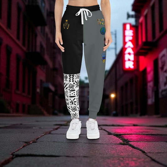 Handcrafted Afro Music Cartoon Art Athletic Joggers, Unisex Sweatpants, African Dance Jogging Pants