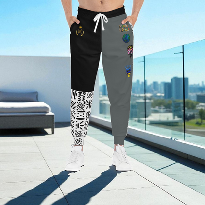 Handcrafted Afro Music Cartoon Art Athletic Joggers, Unisex Sweatpants, African Dance Jogging Pants