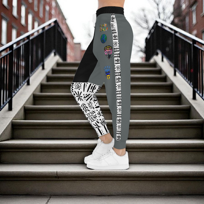 Handcrafted Afro Music Cartoon Art Athletic Joggers, Unisex Sweatpants, African Dance Jogging Pants
