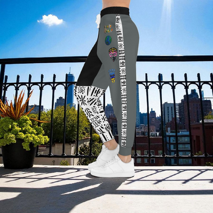 Handcrafted Afro Music Cartoon Art Athletic Joggers, Unisex Sweatpants, African Dance Jogging Pants