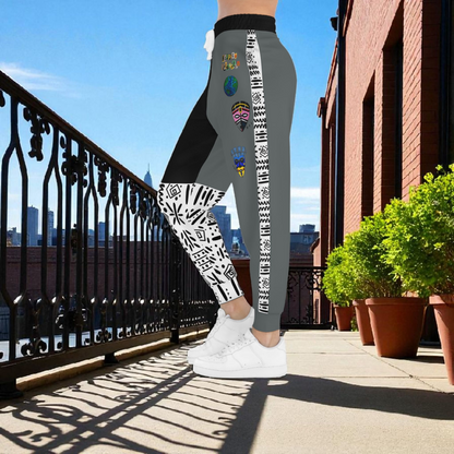 Handcrafted Afro Music Cartoon Art Athletic Joggers, Unisex Sweatpants, African Dance Jogging Pants