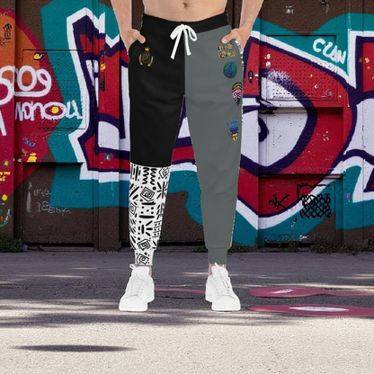 Handcrafted Afro Music Cartoon Art Athletic Joggers, Unisex Sweatpants, African Dance Jogging Pants