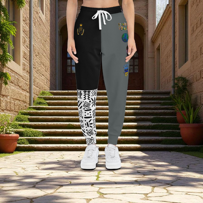 Handcrafted Afro Music Cartoon Art Athletic Joggers, Unisex Sweatpants, African Dance Jogging Pants