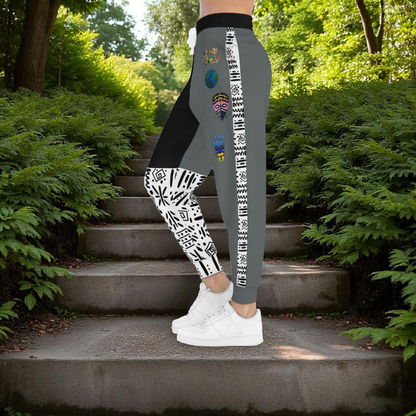 Handcrafted Afro Music Cartoon Art Athletic Joggers, Unisex Sweatpants, African Dance Jogging Pants
