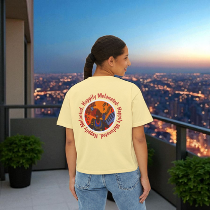 Women's Afro Music Cartoon Oversized Boxy T-shirt