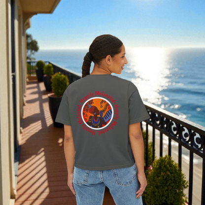 Women's Afro Music Cartoon Oversized Boxy T-shirt