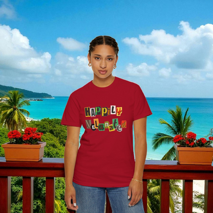 Handcrafted Jamaican Flag Art Graphic Tee, Unisex Garment-Dyed T-shirt