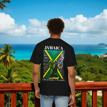 Handcrafted Jamaican Flag Art Graphic Tee, Unisex Garment-Dyed T-shirt