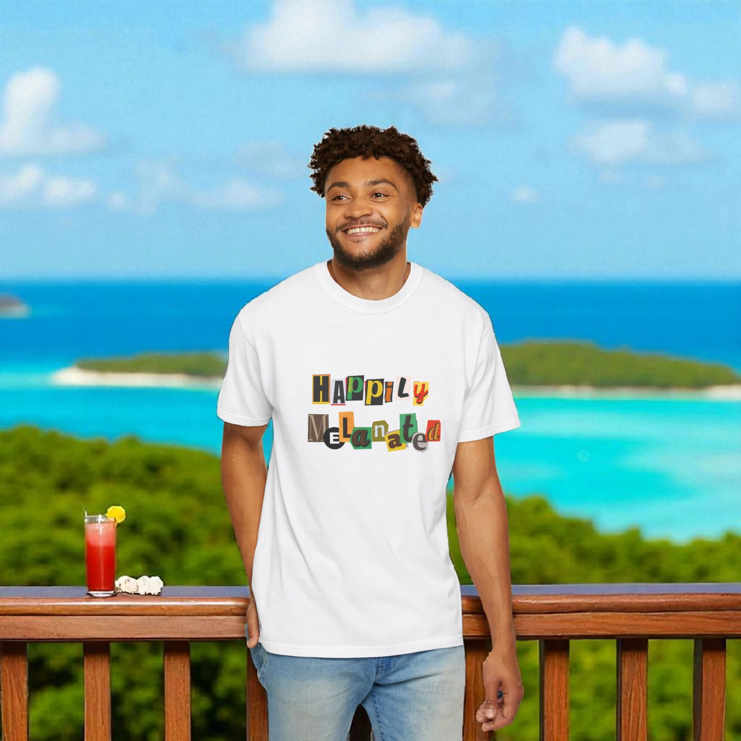 Handcrafted Jamaican Flag Art Graphic Tee, Unisex Garment-Dyed T-shirt