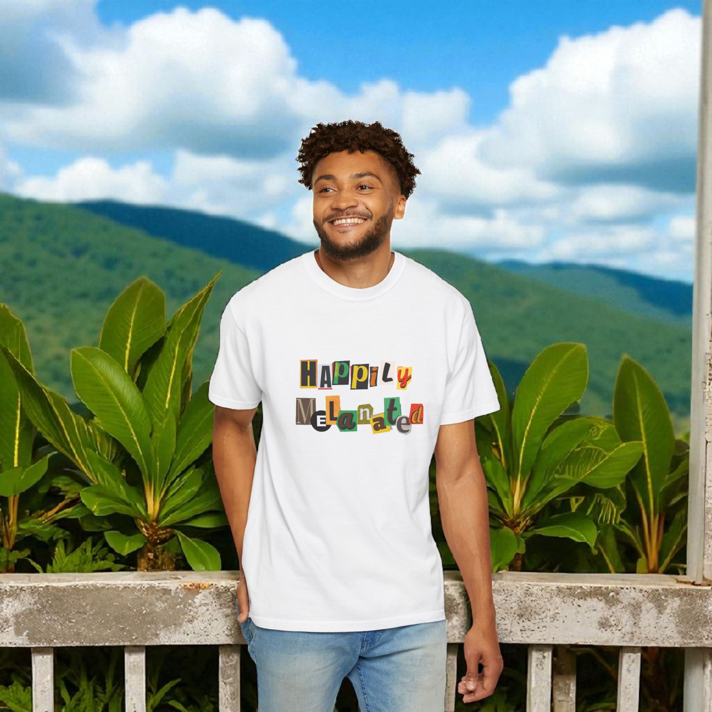 Handcrafted Jamaican Flag Art Graphic Tee, Unisex Garment-Dyed T-shirt