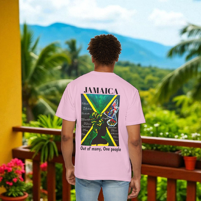 Handcrafted Jamaican Flag Art Graphic Tee, Unisex Garment-Dyed T-shirt