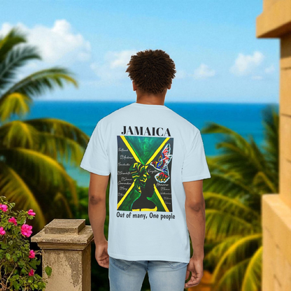 Handcrafted Jamaican Flag Art Graphic Tee, Unisex Garment-Dyed T-shirt