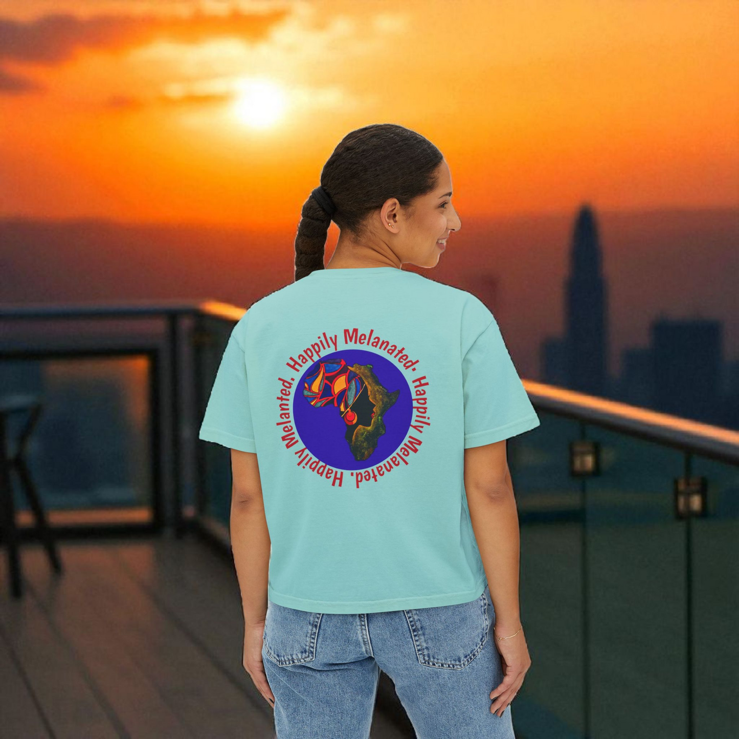 Women's Afrocentric Art Graphic Oversized Boxy T-shirt