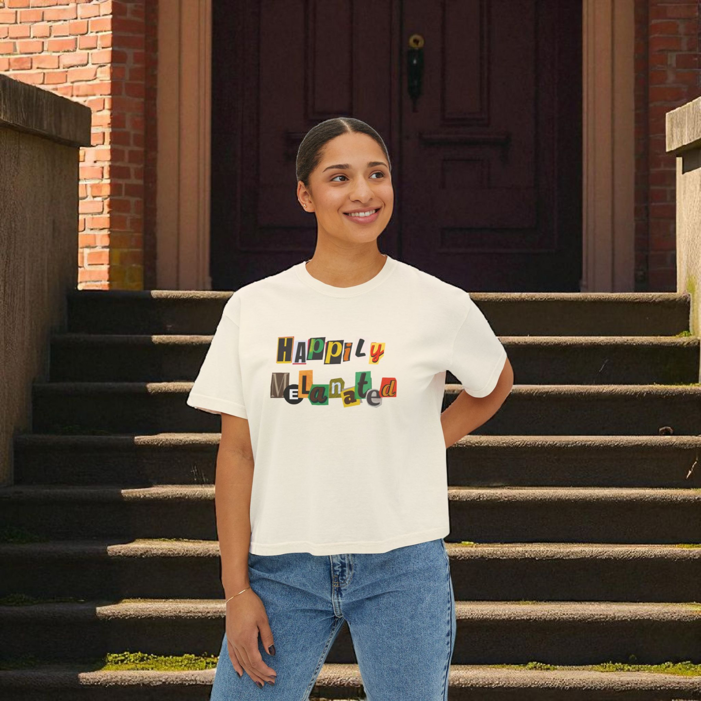 Women's Afrocentric Art Graphic Oversized Boxy T-shirt
