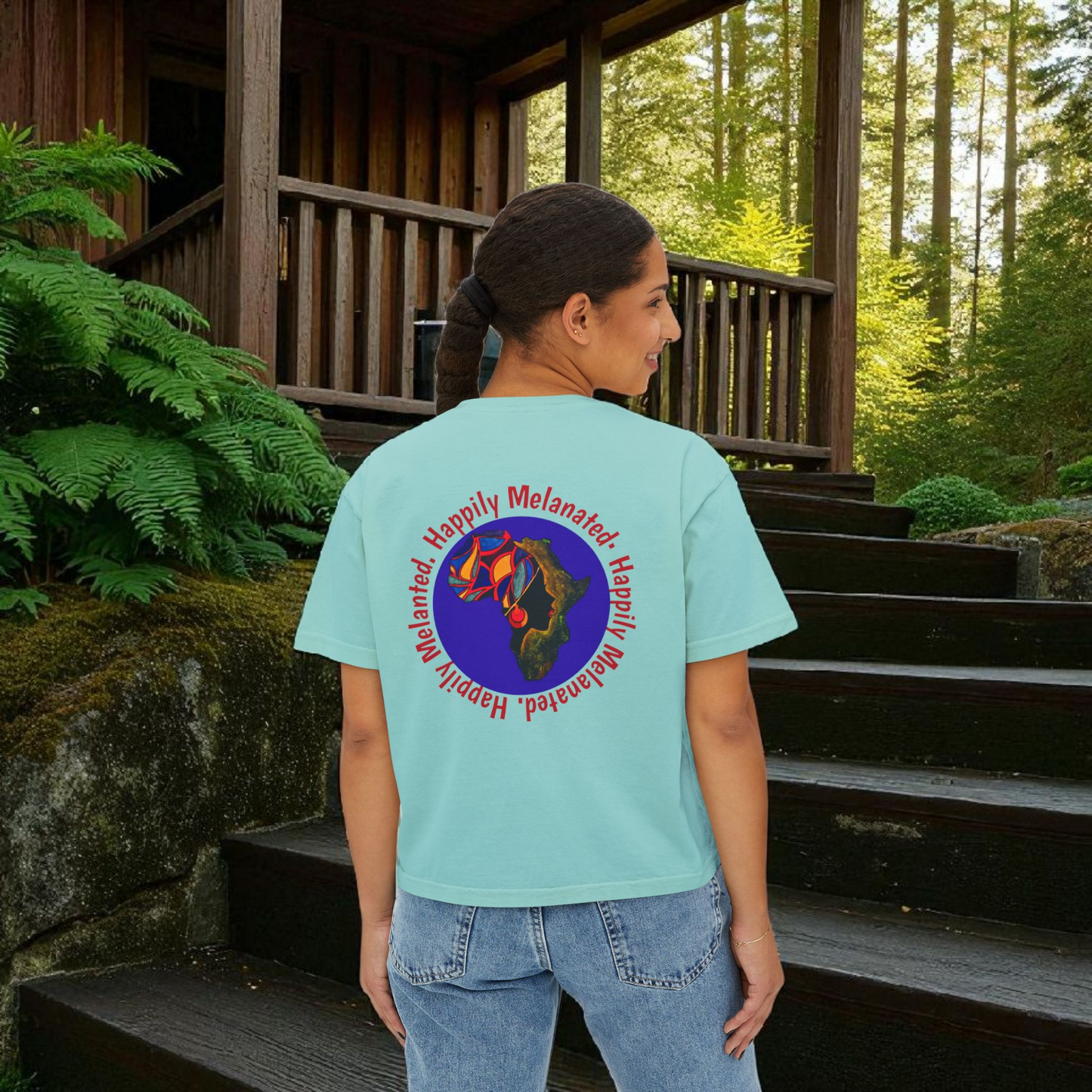 Women's Afrocentric Art Graphic Oversized Boxy T-shirt