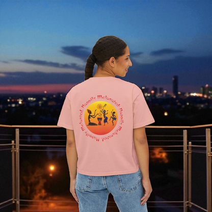 Women's Afrocentric Music Cartoon Graphic Oversized Boxy T-shirt
