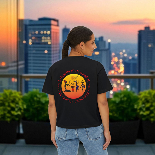Women's Afrocentric Music Cartoon Graphic Oversized Boxy T-shirt