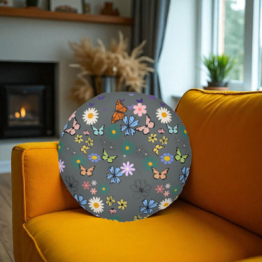 Floral Tufted Floor Pillow - Round Cushion for Cozy Decor