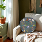 Floral Tufted Floor Pillow - Round Cushion for Cozy Decor Printify